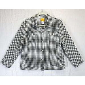 Ruby Rd Black White Gingham Jacket Women 10 Button Front Stretch Capsule Office